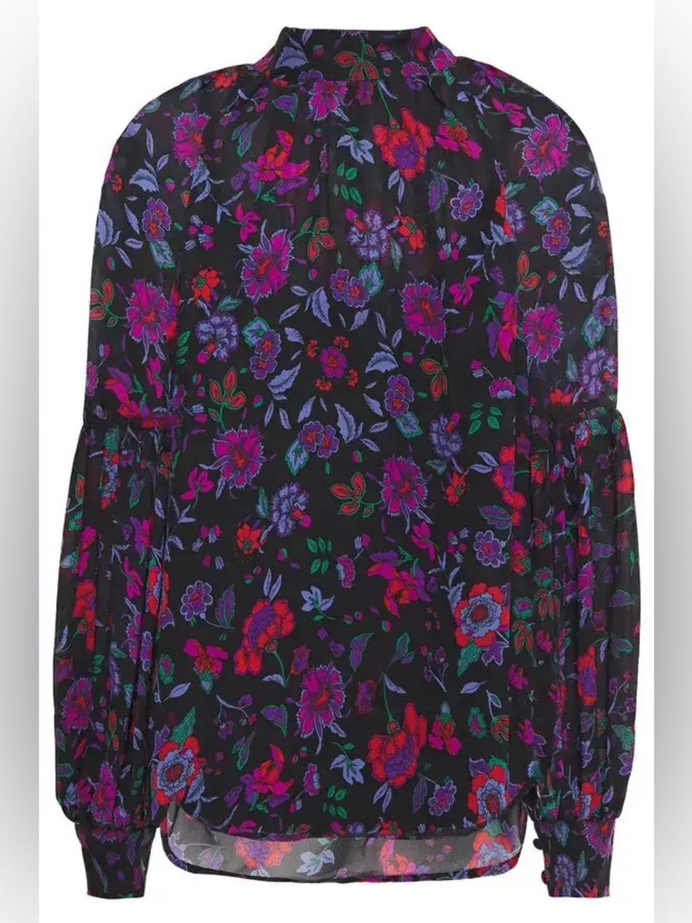 Veronica Beard Cicely Gathered Floral-Print Silk Chiffon Blouse